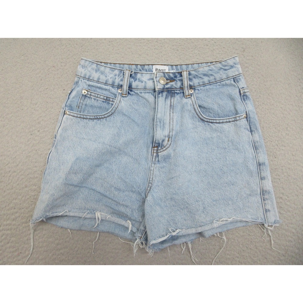 Princess Polly Y2K Cut Off Jean Shorts Womens 4 Blue Denim Raw Hem Summer Casual